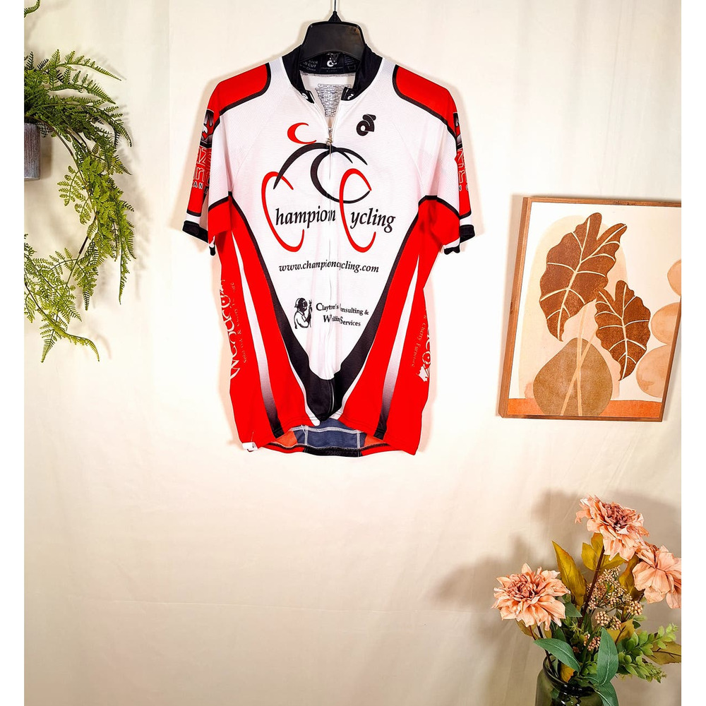 Men's Zip-Up Cycling Jersey With Sponsors Championship Cycling XL